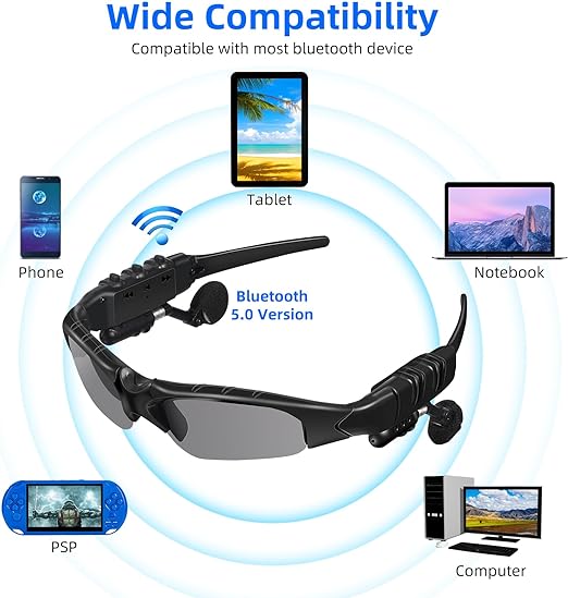 2-in-1 Bluetooth 5.0 Wireless Audio Sunglasses | Polarized UV Protection & Hands-Free Music